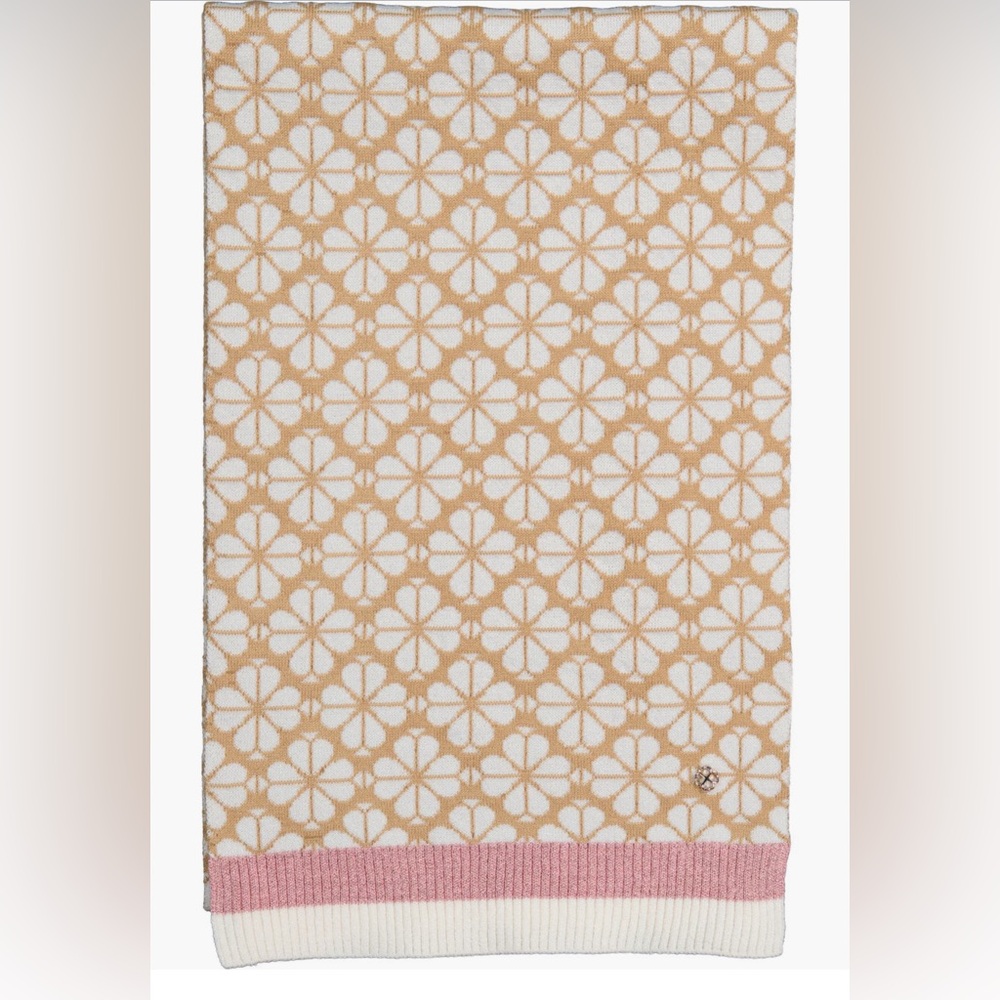Kate Spade Flower Stripe Knit Scarf in Roasted Cashew